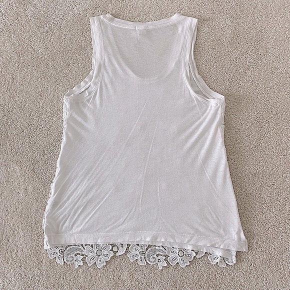 J. Crew White Sleeveless Crochet Lace Overlay Tank Top - Picture 4 of 5